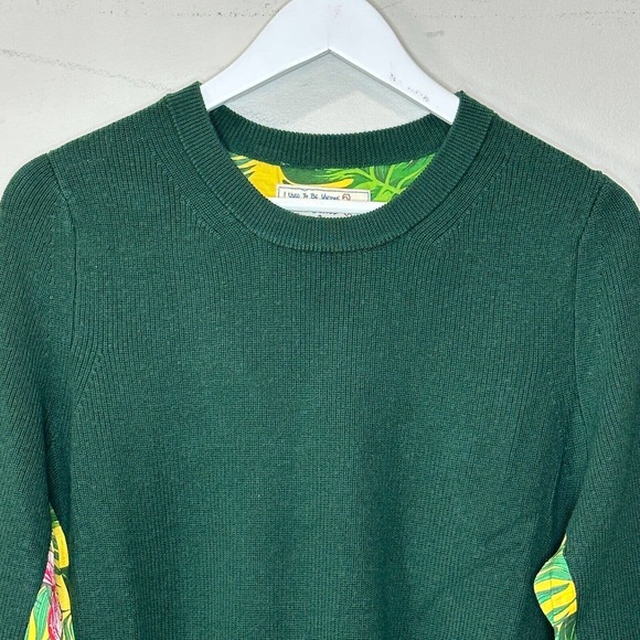 Sandrine Rose Tropical Wool Mixed Media Hawaiian Sweater Oversized Women S NWT - Picture 7 of 11